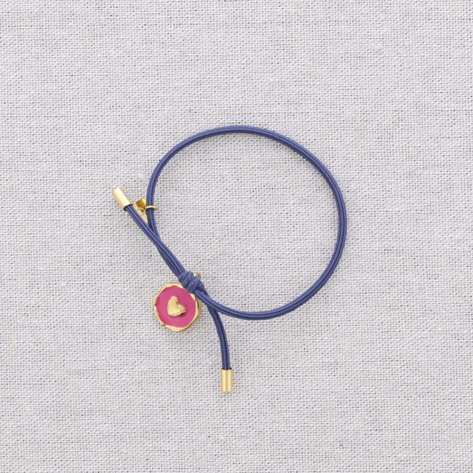 PULSERA ELÁSTICA ACERO COLGANTE CORAZÓN ESMALTE