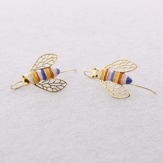 PENDIENTES ACERO COLGANTE INSECTO ESMALTE