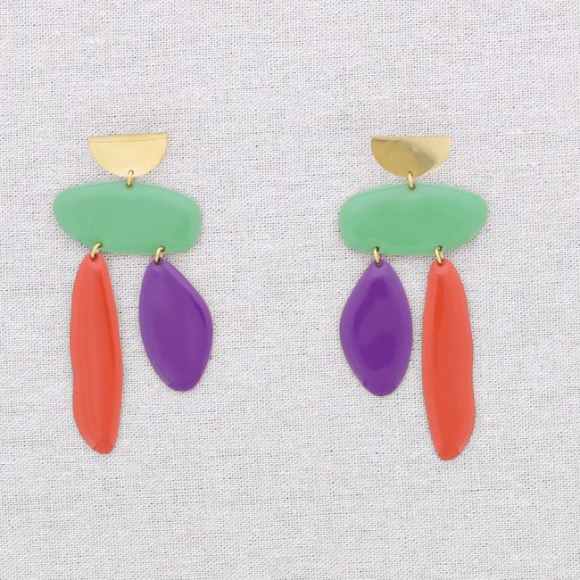 PENDIENTES ACERO COLGANTE FORMAS GEOMÉTRICAS ESMALTE