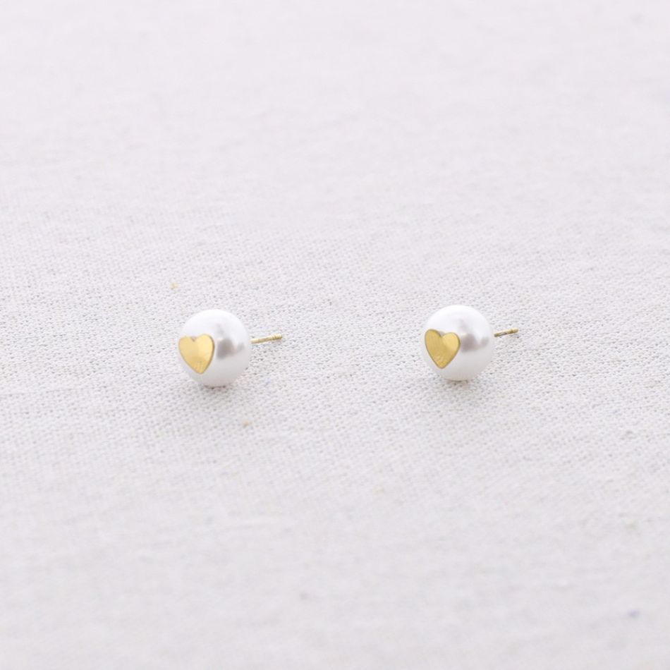 PEARL STEEL STUD EARRINGS