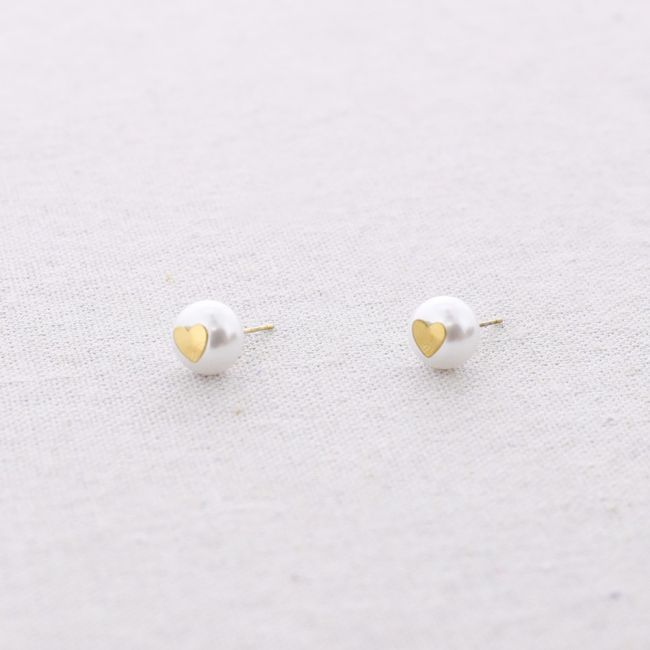 PEARL STEEL STUD EARRINGS
