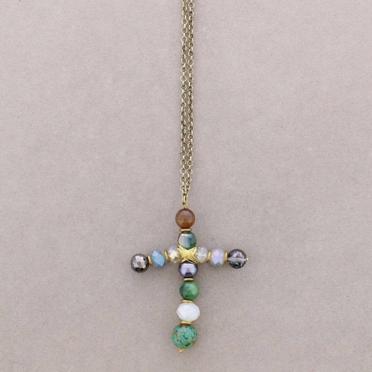 COLLAR LARGO COLG. CRUZ PIEDRAS
