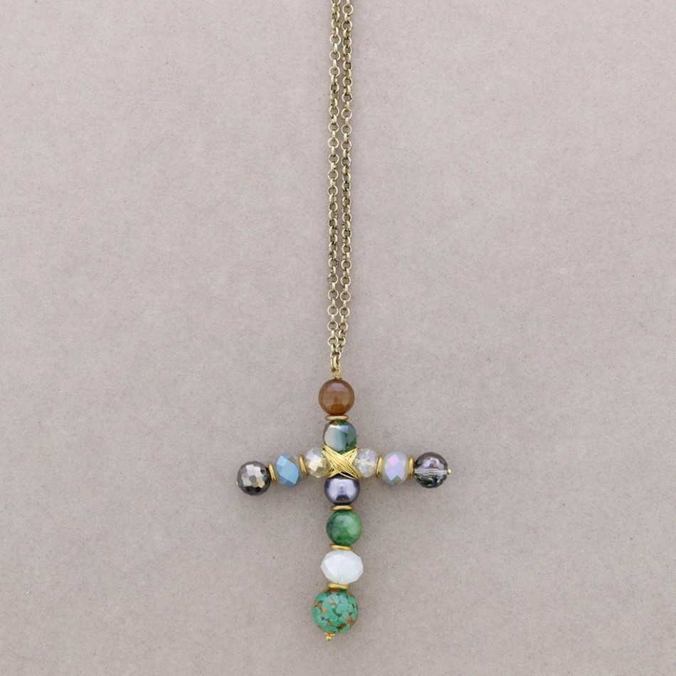 COLLAR LARGO COLG. CRUZ PIEDRAS