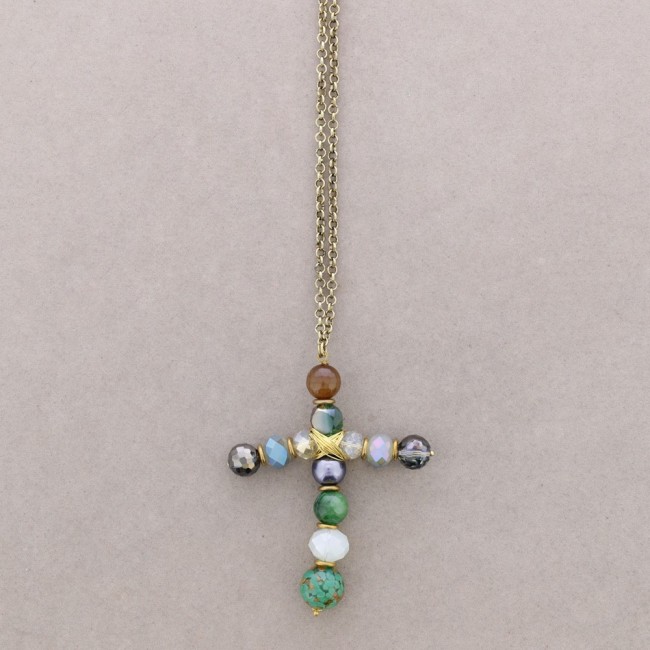 COLLAR LARGO COLG. CRUZ PIEDRAS