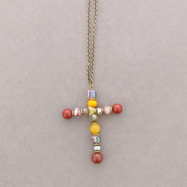 COLLAR LARGO COLG CRUZ PIEDRAS