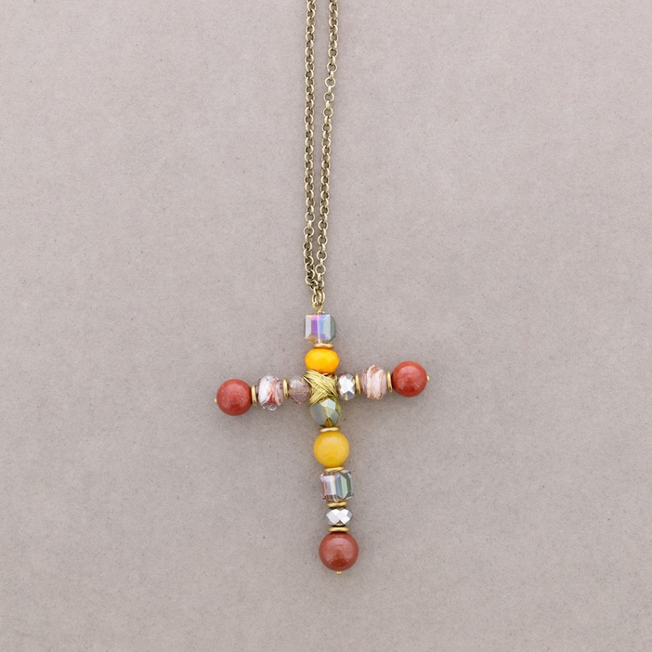 COLLAR LARGO COLG CRUZ PIEDRAS