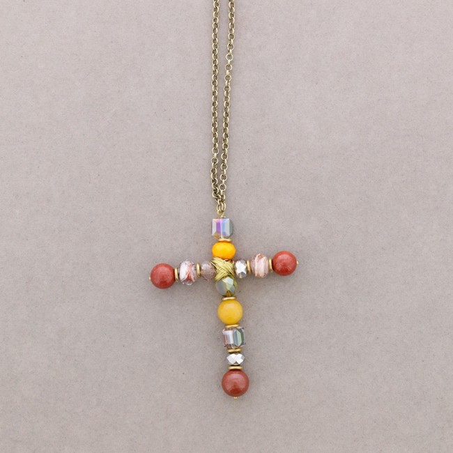 COLLAR LARGO COLG CRUZ PIEDRAS