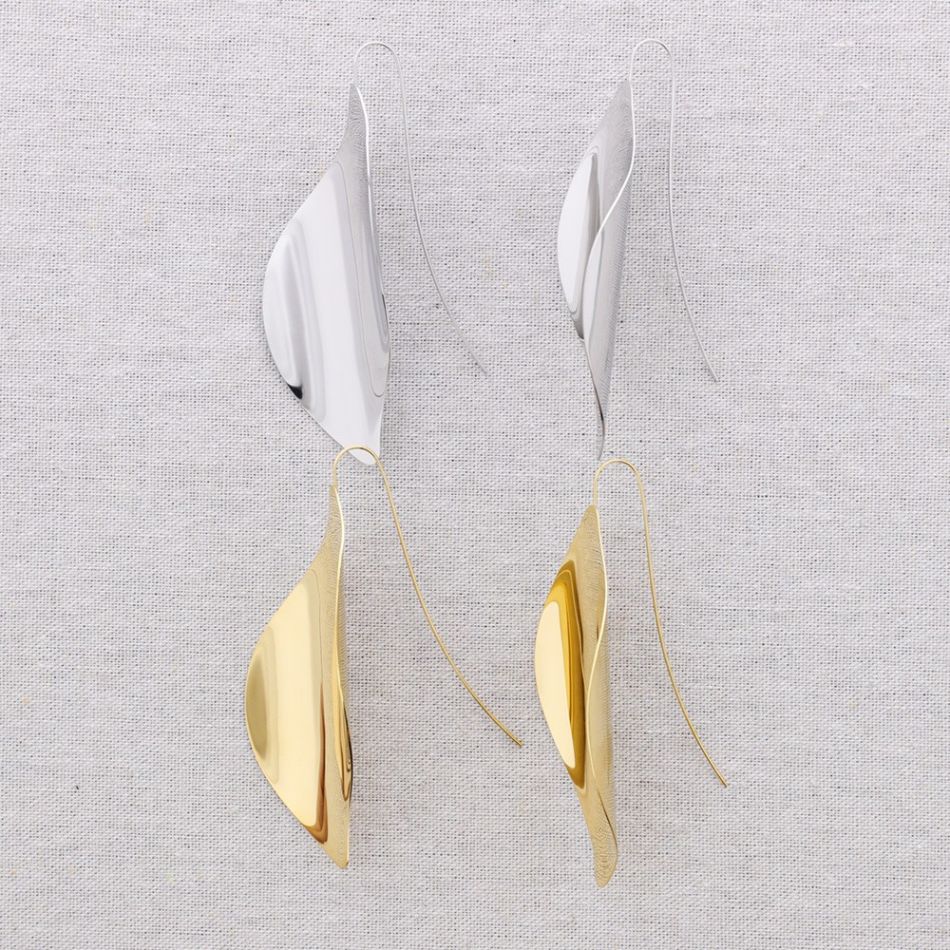 PENDIENTES ACERO COLGANTE HOJA