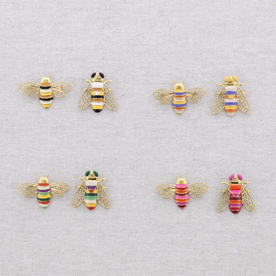 BROCHE ACERO SET 2 INSECTOS ESMALTE