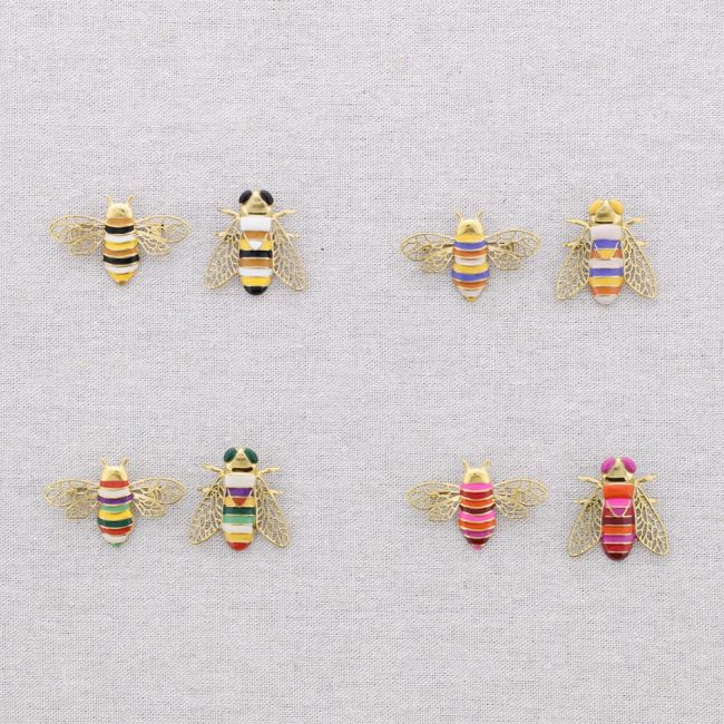 BROCHE ACERO SET 2 INSECTOS ESMALTE