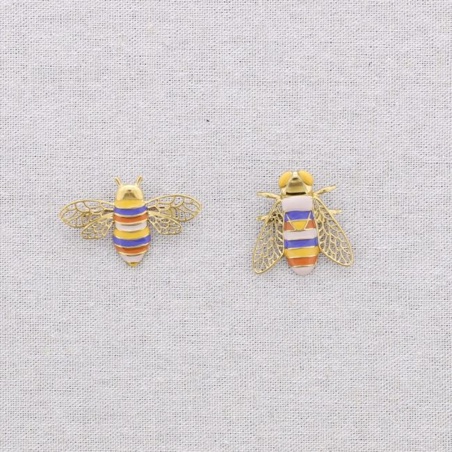 BROCHE ACERO SET 2 INSECTOS ESMALTE