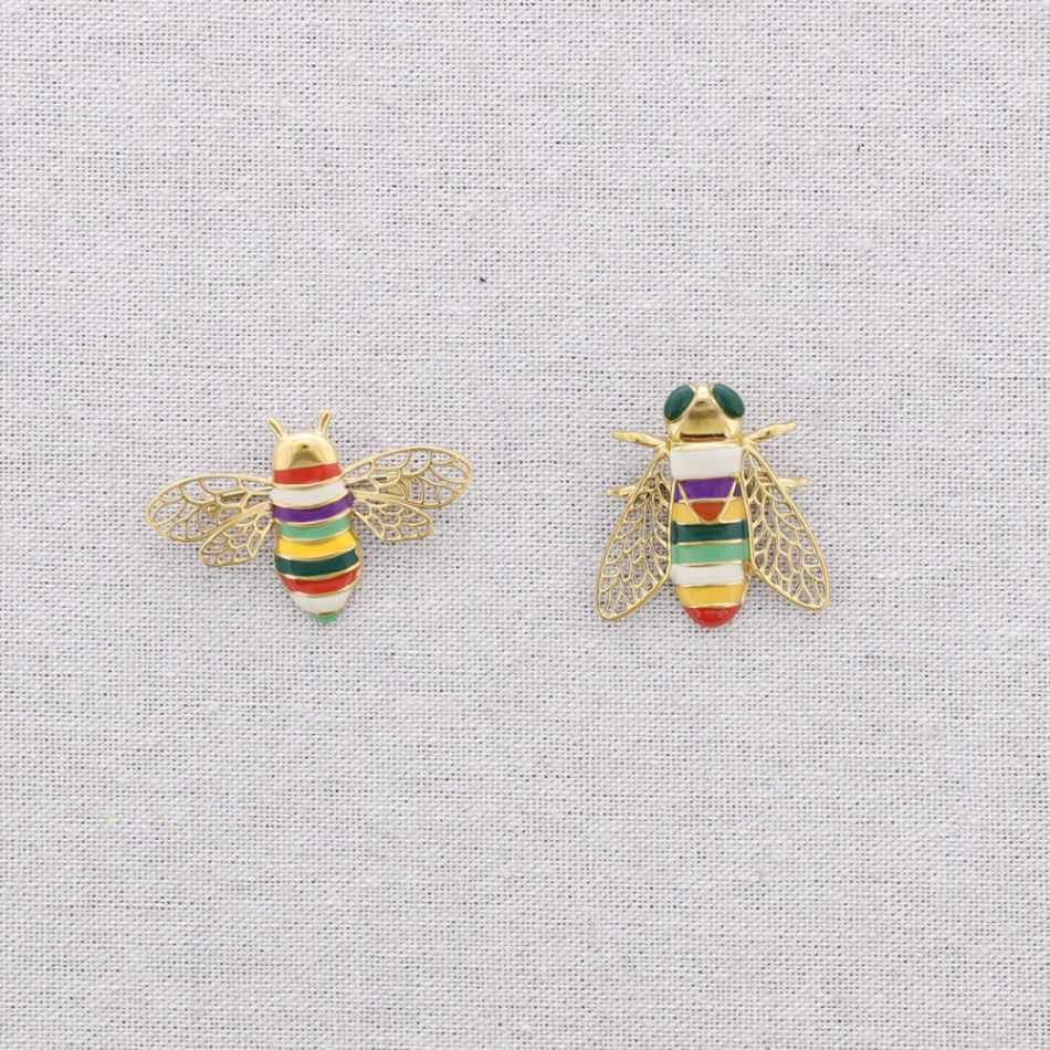 BROCHE ACERO SET 2 INSECTOS ESMALTE