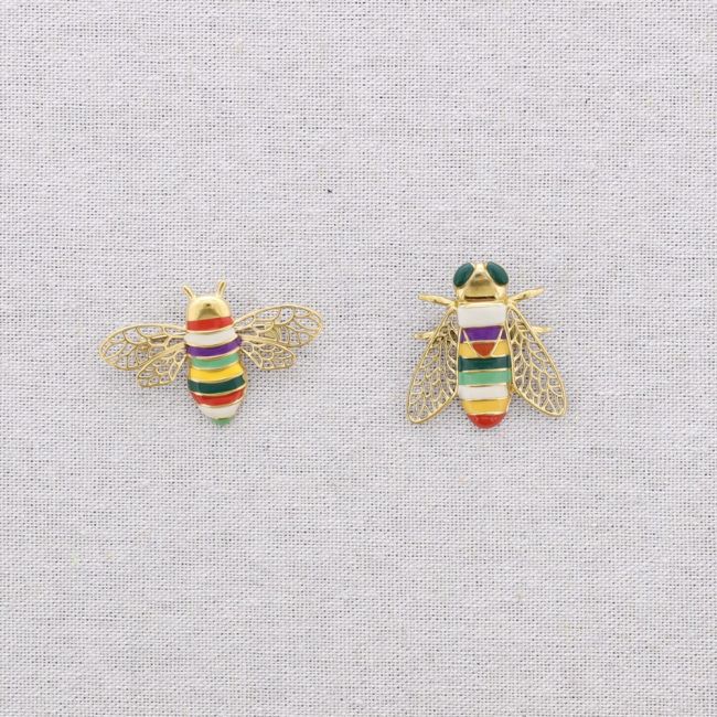 BROCHE ACERO SET 2 INSECTOS ESMALTE