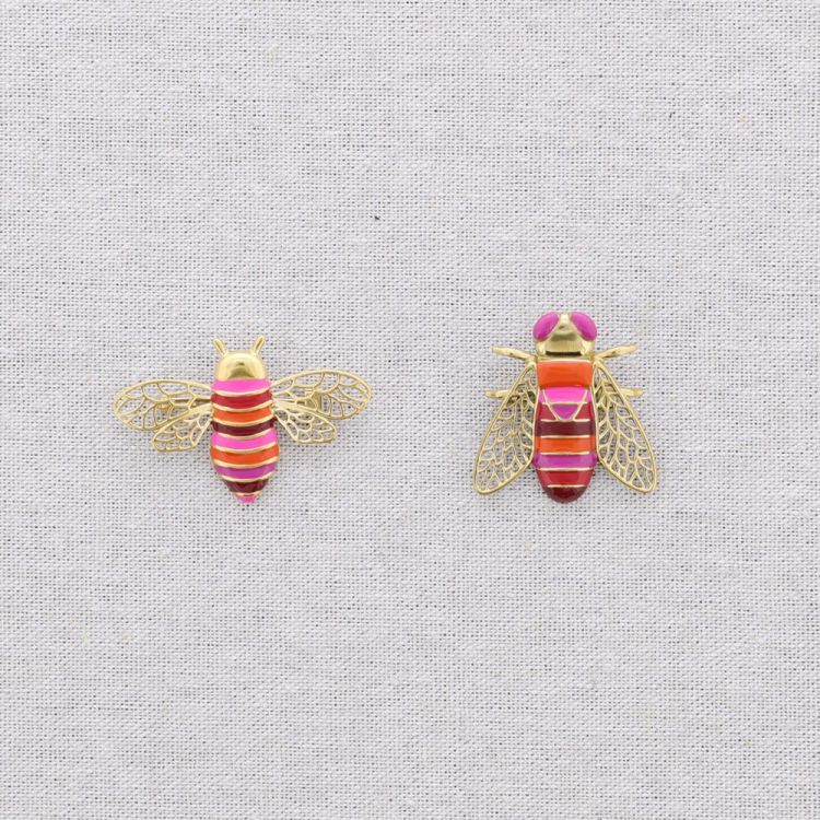 BROCHE ACERO SET 2 INSECTOS ESMALTE