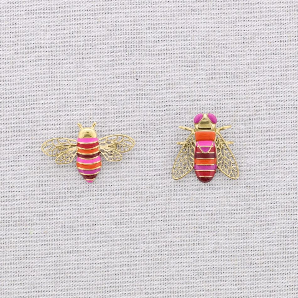 BROCHE ACERO SET 2 INSECTOS ESMALTE
