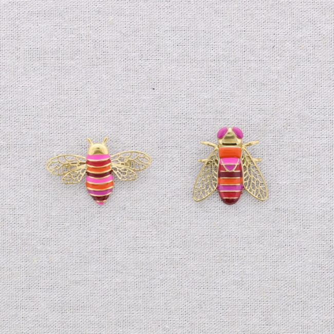 BROCHE ACERO SET 2 INSECTOS ESMALTE