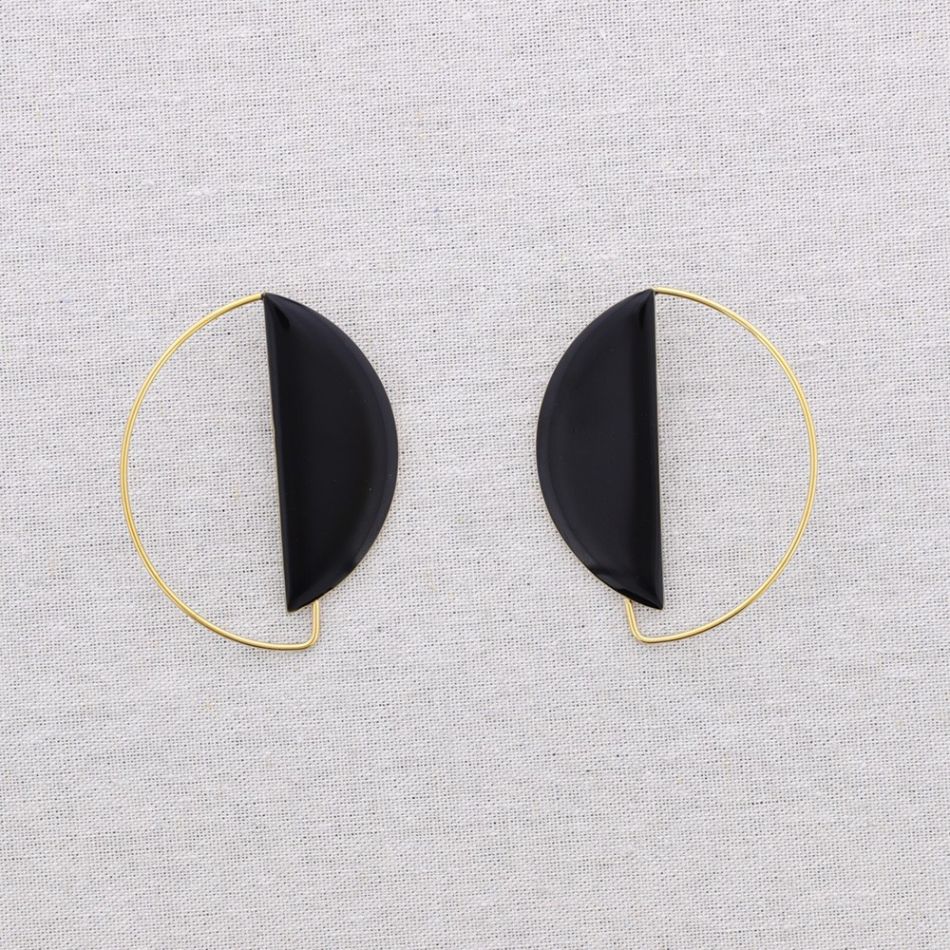 STEEL EARRINGS GEOMETRIC SHAPE ENAMEL