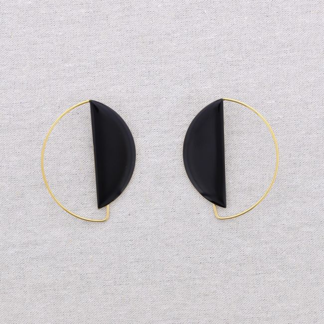 STEEL EARRINGS GEOMETRIC SHAPE ENAMEL