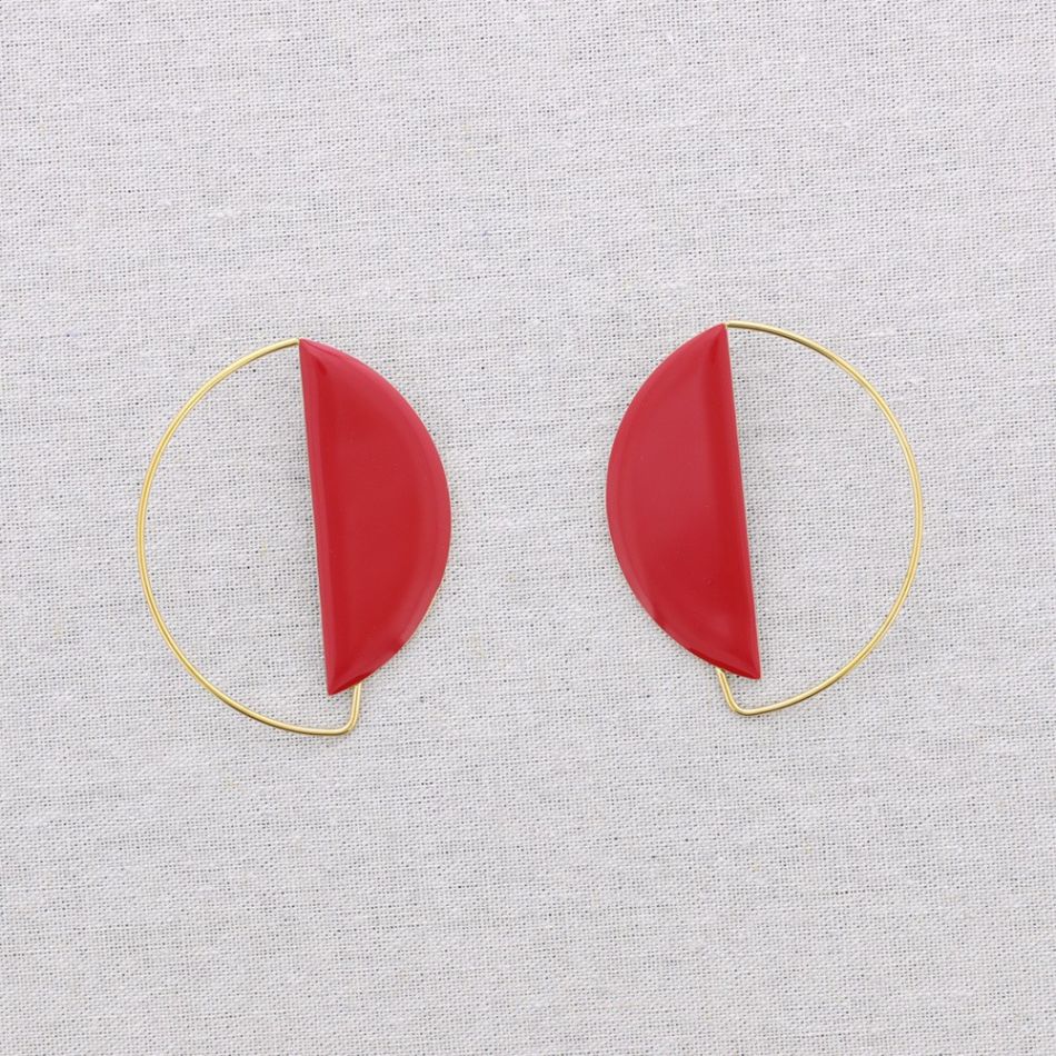 PENDIENTES ACERO FORMA GEOMÉTRICA ESMALTE