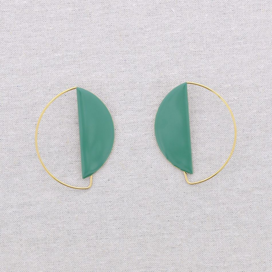 PENDIENTES ACERO FORMA GEOMÉTRICA ESMALTE