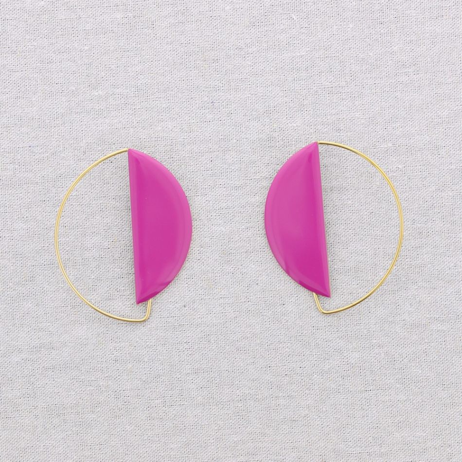 STEEL EARRINGS GEOMETRIC SHAPE ENAMEL