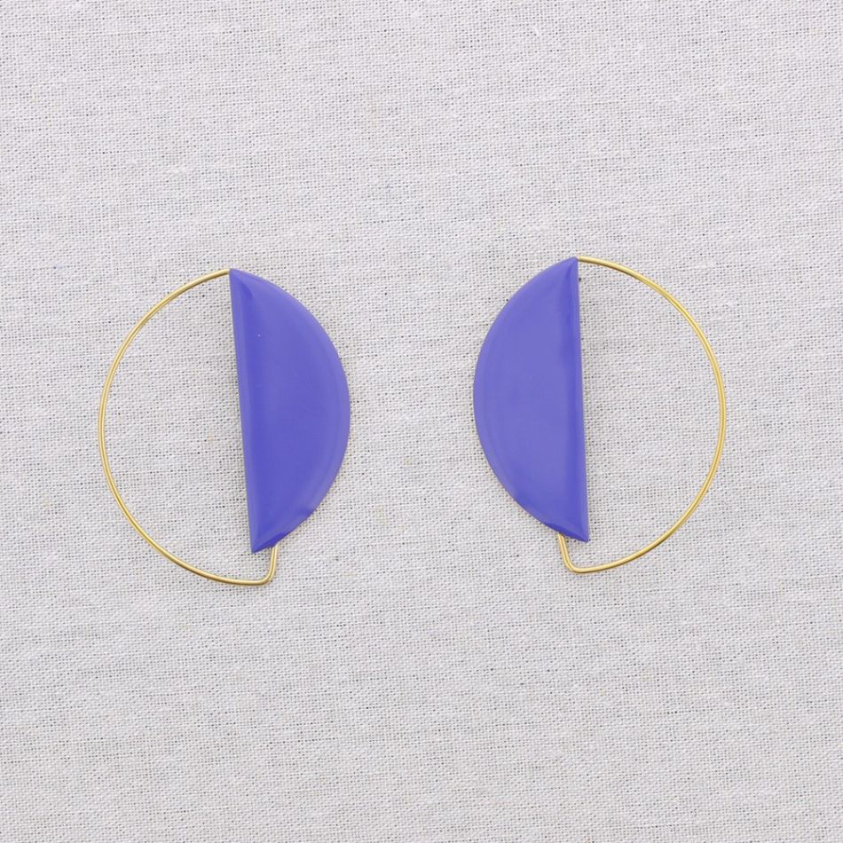 STEEL EARRINGS GEOMETRIC SHAPE ENAMEL