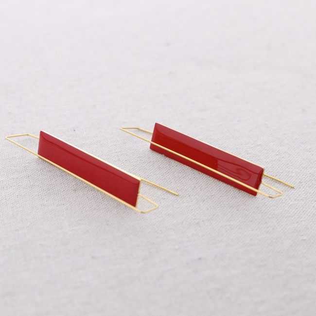 SQUARE CIRCLE ENAMEL STEEL EARRINGS