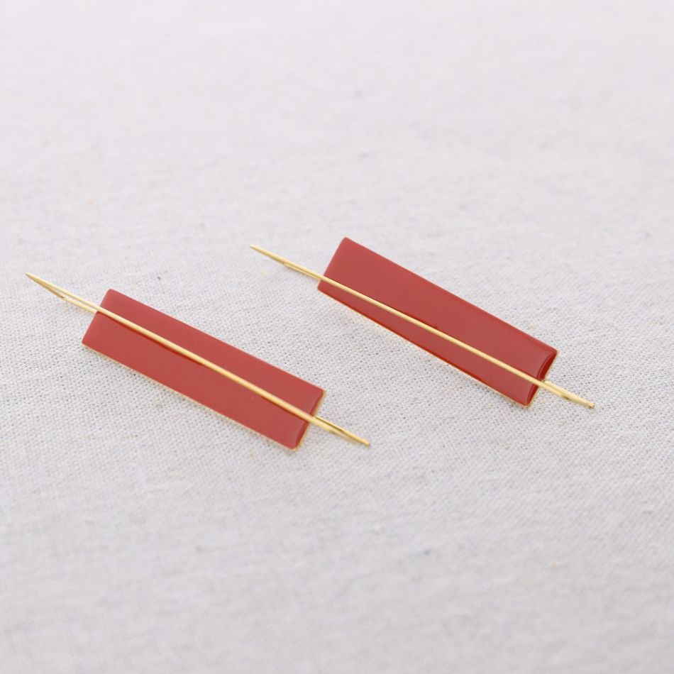 SQUARE CIRCLE ENAMEL STEEL EARRINGS