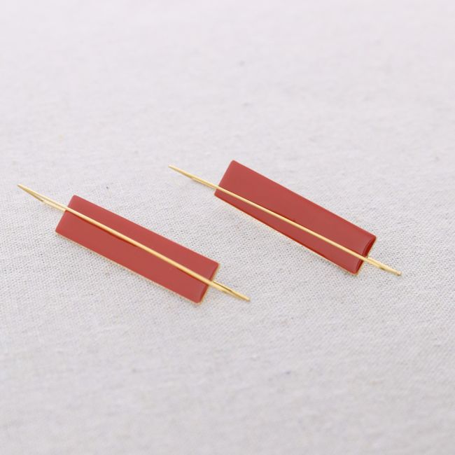 SQUARE CIRCLE ENAMEL STEEL EARRINGS