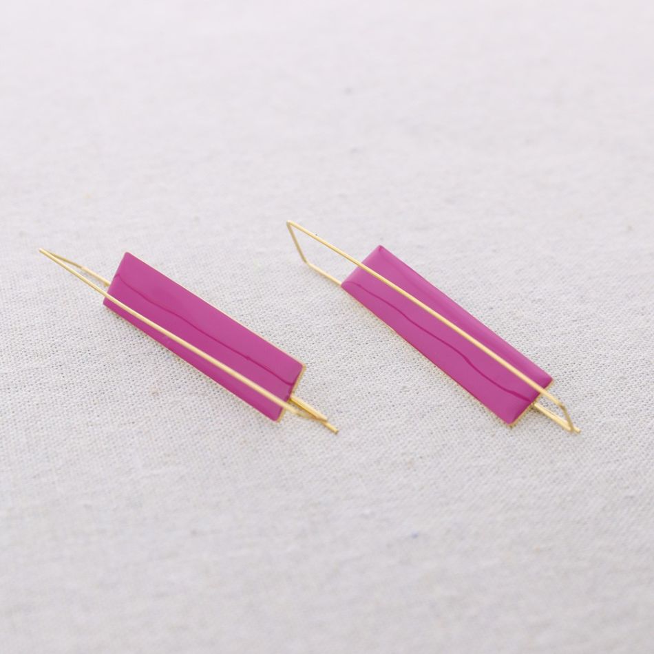 SQUARE CIRCLE ENAMEL STEEL EARRINGS