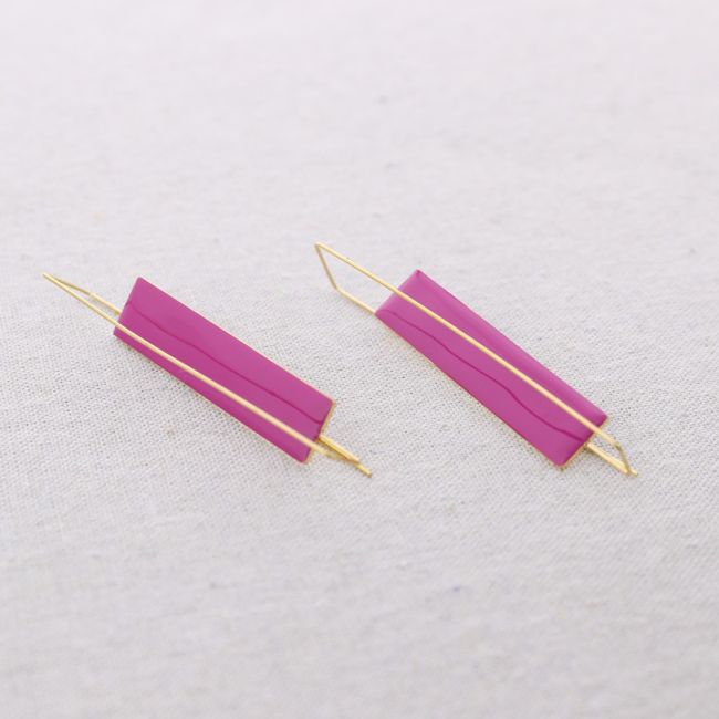 SQUARE CIRCLE ENAMEL STEEL EARRINGS