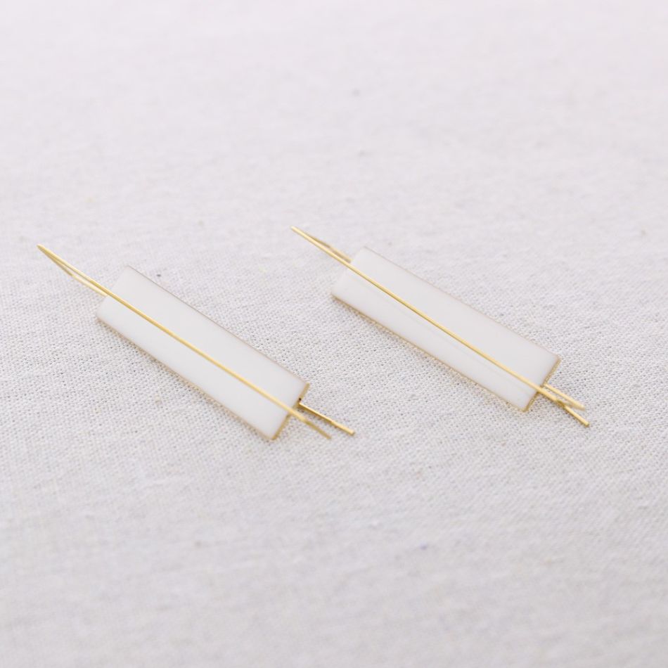 SQUARE CIRCLE ENAMEL STEEL EARRINGS