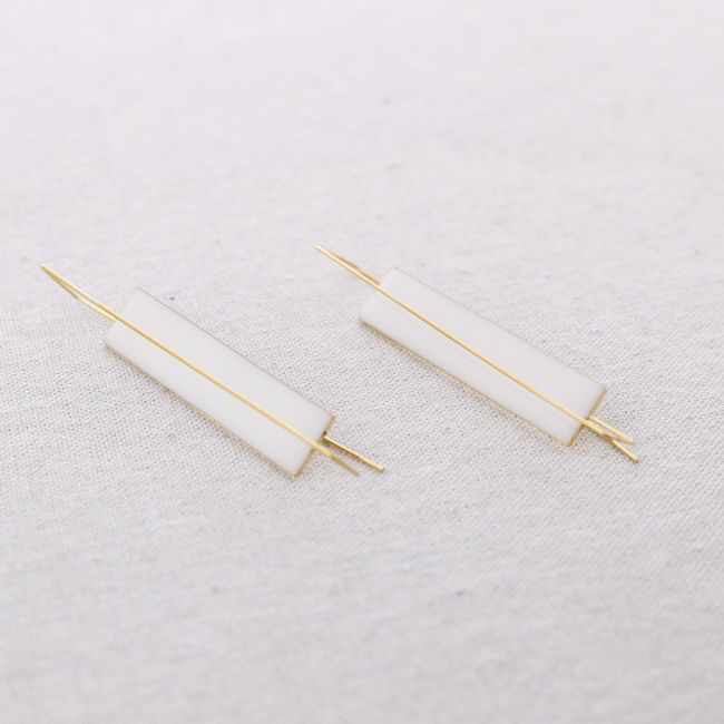 SQUARE CIRCLE ENAMEL STEEL EARRINGS