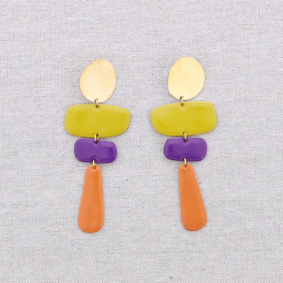 PENDIENTES ACERO COLGANTES GEOMÉTRICOS ESMALTE