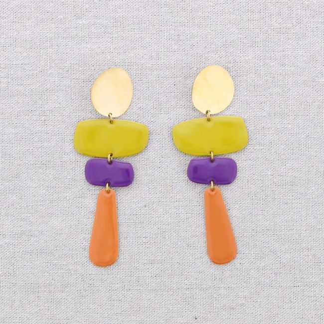 PENDIENTES ACERO COLGANTES GEOMÉTRICOS ESMALTE