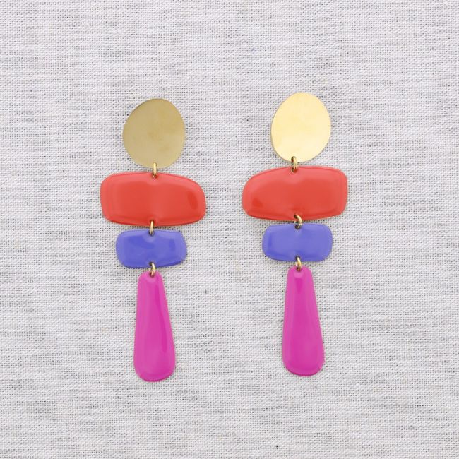 PENDIENTES ACERO COLGANTES GEOMÉTRICOS ESMALTE