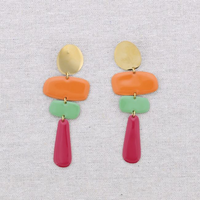 PENDIENTES ACERO COLGANTES GEOMÉTRICOS ESMALTE