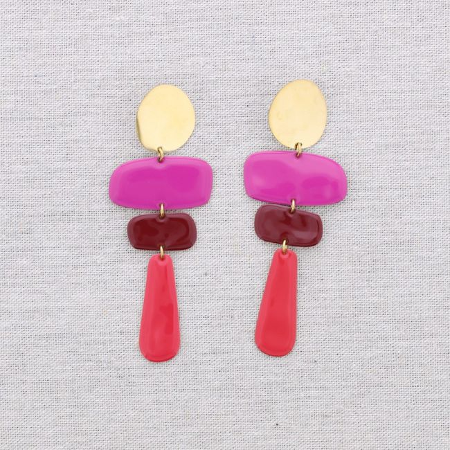 PENDIENTES ACERO COLGANTES GEOMÉTRICOS ESMALTE