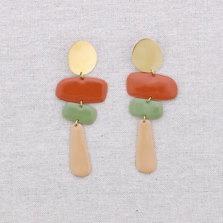 PENDIENTES ACERO COLGANTES GEOMÉTRICOS ESMALTE 2