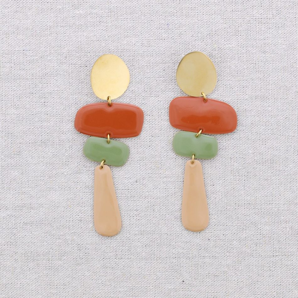 PENDIENTES ACERO COLGANTES GEOMÉTRICOS ESMALTE
