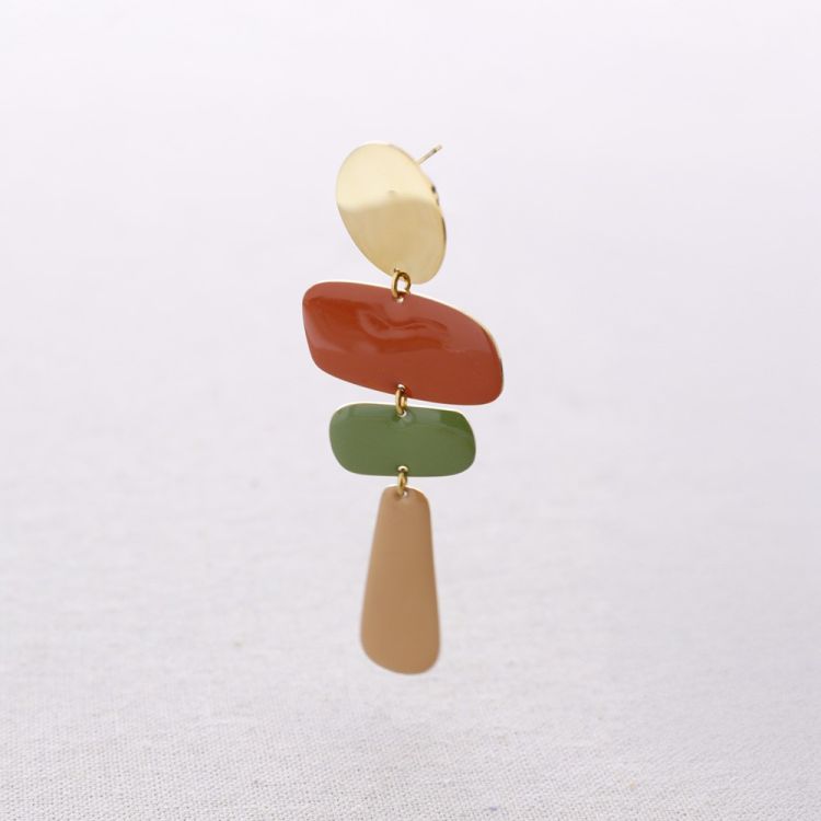 PENDIENTES ACERO COLGANTES GEOMÉTRICOS ESMALTE