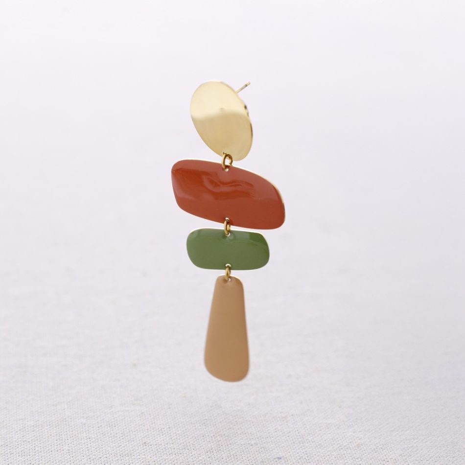 PENDIENTES ACERO COLGANTES GEOMÉTRICOS ESMALTE