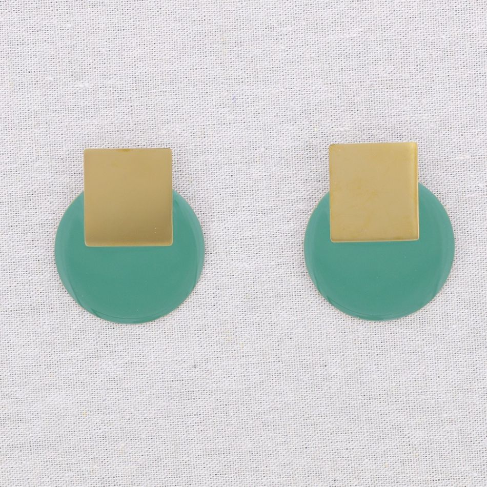SQUARE CIRCLE ENAMEL STEEL EARRINGS