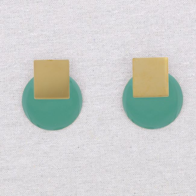 SQUARE CIRCLE ENAMEL STEEL EARRINGS
