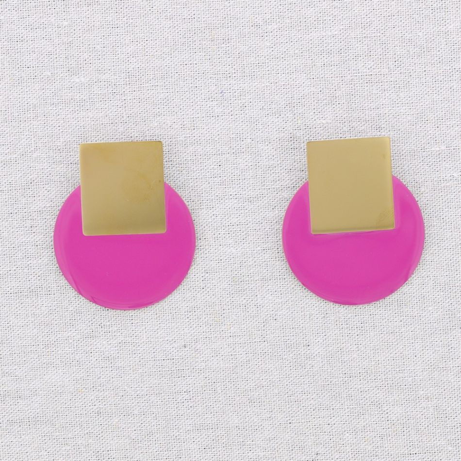 SQUARE CIRCLE ENAMEL STEEL EARRINGS
