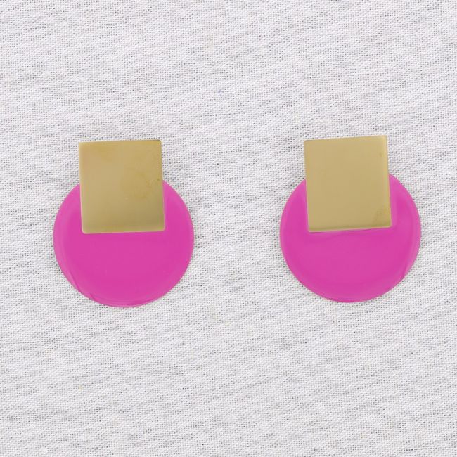 SQUARE CIRCLE ENAMEL STEEL EARRINGS