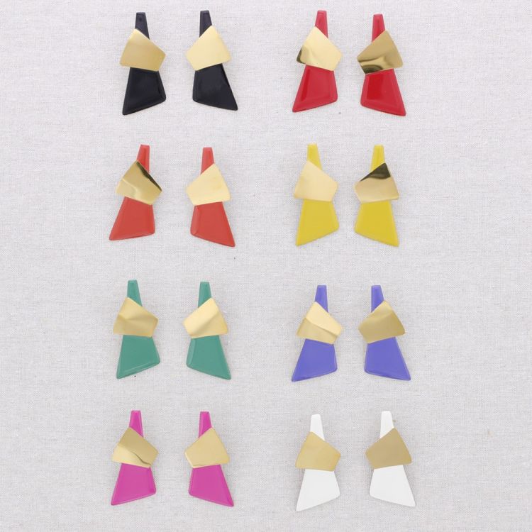 PENDIENTES ACERO FORMAS GEOMÉTRICAS ESMALTE 2