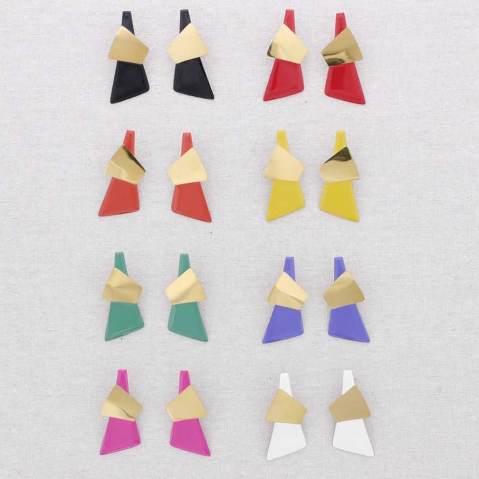 PENDIENTES ACERO FORMAS GEOMÉTRICAS ESMALTE