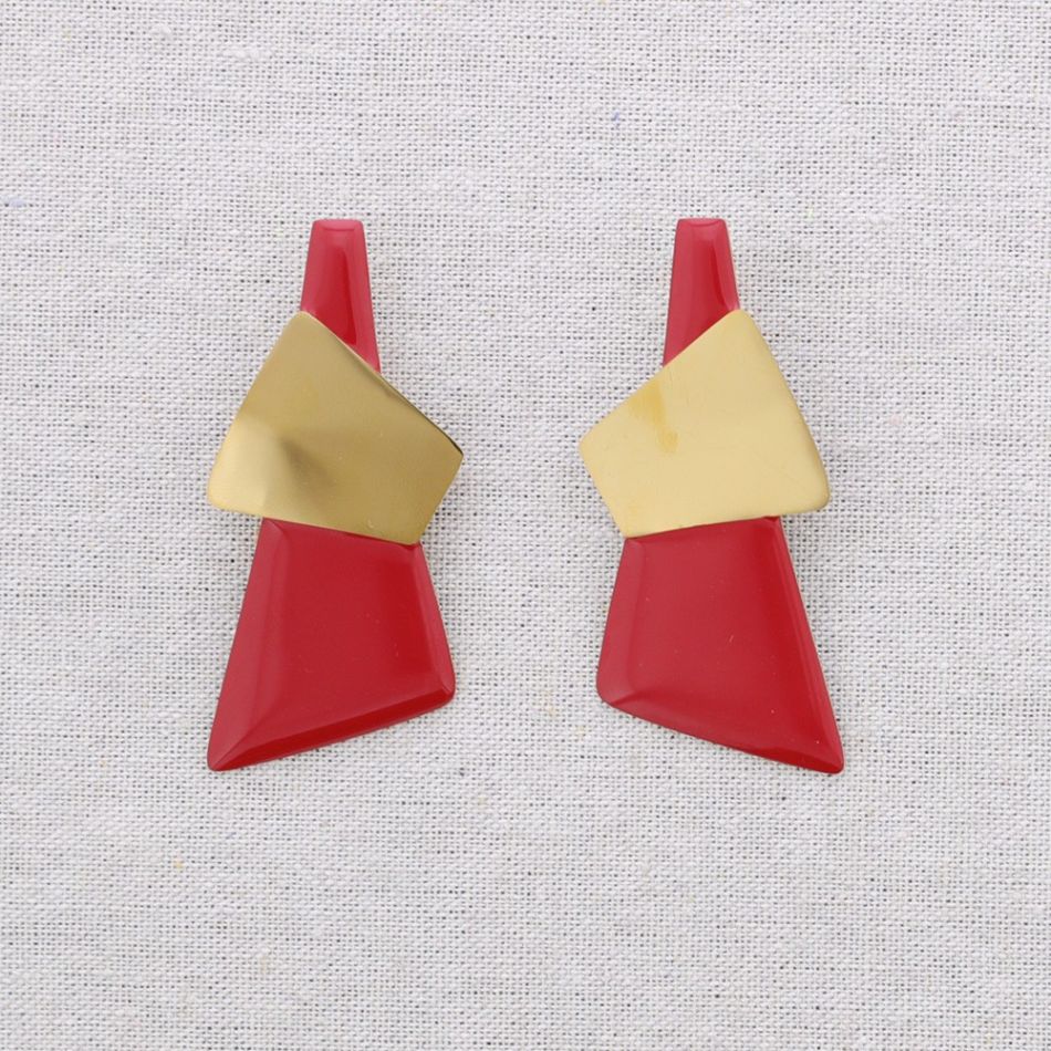 PENDIENTES ACERO FORMAS GEOMÉTRICAS ESMALTE