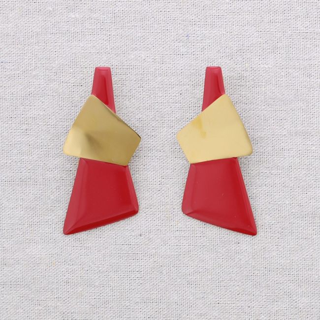 PENDIENTES ACERO FORMAS GEOMÉTRICAS ESMALTE